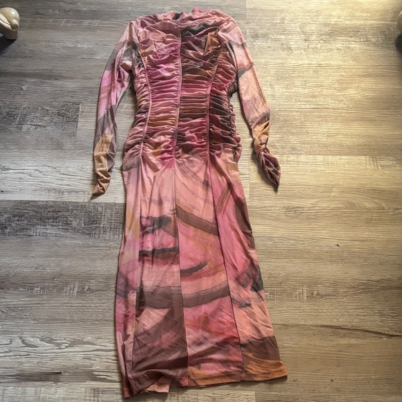 By Anthropologie Long Sleeve Printed Mesh Midi Dress - Picture 5 of 6